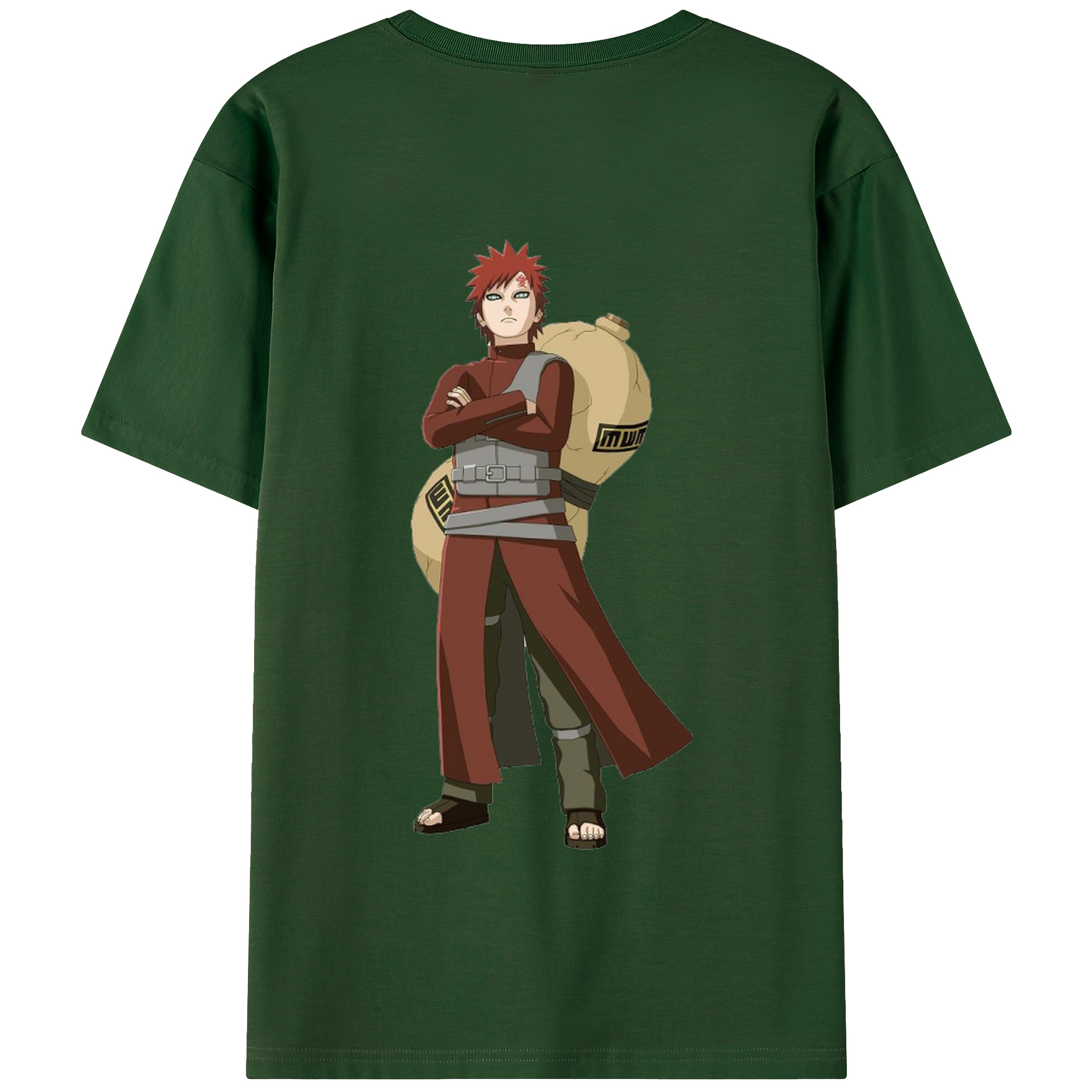 （画像用） NARUTO -ナルト- ガアラ Gaara 綿100％半袖Tシャツ（背面プリント）